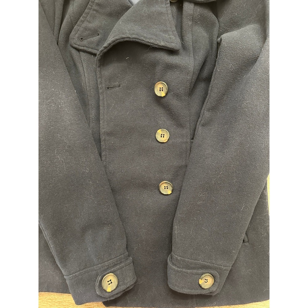Ci Sono Womens Navy Blue Hooded Pea Coat Double Breasted Jacket CT6013 Size L - Picture 8 of 9